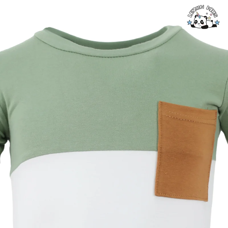 LEZONKIDS - Customizable New Fashion Suit Solid Color Block Boy Set Short Sleeve T Shirt Shorts 2 Piece Child Jogger Set